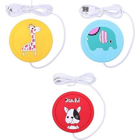 Set mit 3 Silikonuntersetzern mit Cartoon-Motiven für Kaffee- oder Teetassen. – 9 x 9 cm (1/3)