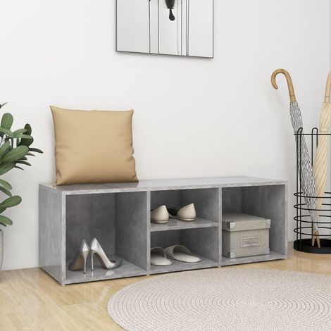 Banco zapatero de contrachapada gris hormigón 105x35x35 cm vidaXL (1/5)