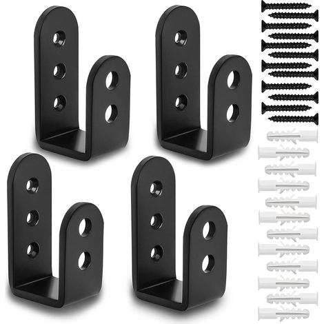 Lntyq Supports de Barricade de Porte 2x4, U Support pour la Barre Ouverte pour les Verrous de Porte Renforcés, Support de Sécurité Résistant à Maison, Grange, Hangar, Garage, Porte par (4 Ensemble) (1/5)