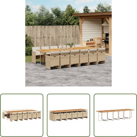 vidaXL Table de jardin -  Ensemble à manger de jardin et coussins 13 pcs beige (1/5)