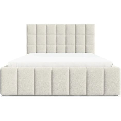 FLORENCE - Lit coffre tissu chenille 180x200cm - Blanc