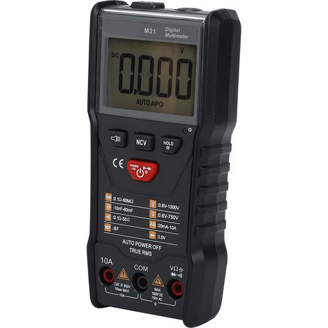 6000-Zähler-Digitalmultimeter mit Hintergrundbeleuchtung, AC/DC-Wechselstrom- und Gleichstrommessung, tragbar, True-RMS-Multimeter für Kfz- und Strom-/Spannungsmessungen, Schwarz (1/5)