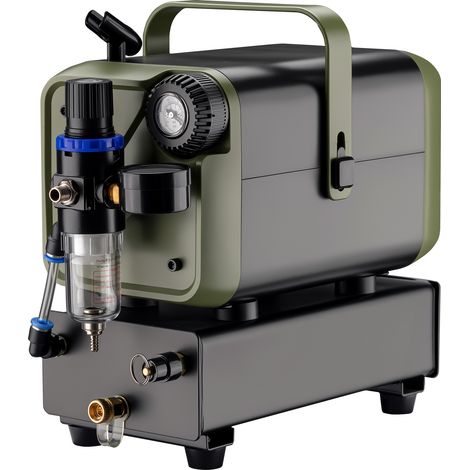 Wiltec Airbrush Kompressor HS-679F 1/6 PS, Druckluftkompressor 28 l/min Luftzufuhr, Kompressor für Airbrush-Pistole mit Halterung, Luftkompressor mit Druckmesser für Airbrush-Design