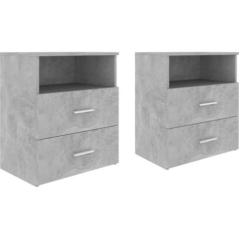 Set di 2 comodini con due cassetti e vano a giorno 50 x 32 x 60 cm MDF grigio DEC035403