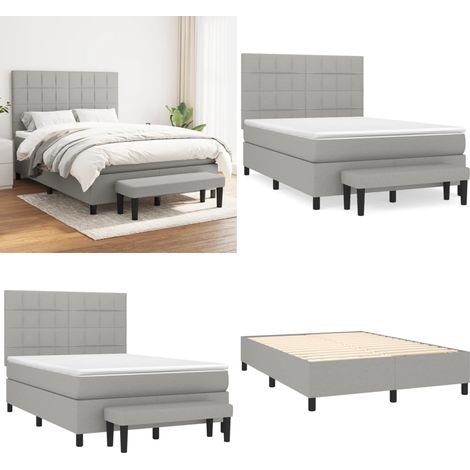 Boxspringbett mit Matratze Hellgrau 140x200 cm Stoff - Boxspringbett - Doppelbett - Bett Mit Lattenrost - Bettrahmen - Schlafsofa - Home & Living (1/5)