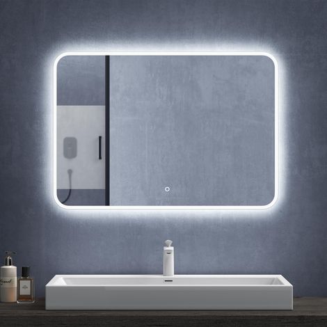 Mai & Mai Specchio da Bagno Appeso Specchio a LED Specchio da Parete 1000x800mm Specchio per Il Trucco Personalizzato Anti-Appannamento Led-Spiegel03 (1/5)