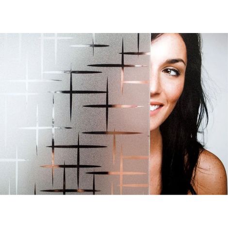 Lámina adhesiva estática para ventanas Diseño de cruz PVC/PET 1 m x 120 cm Reutilizable, impermeable, resistente al calor (1/5)