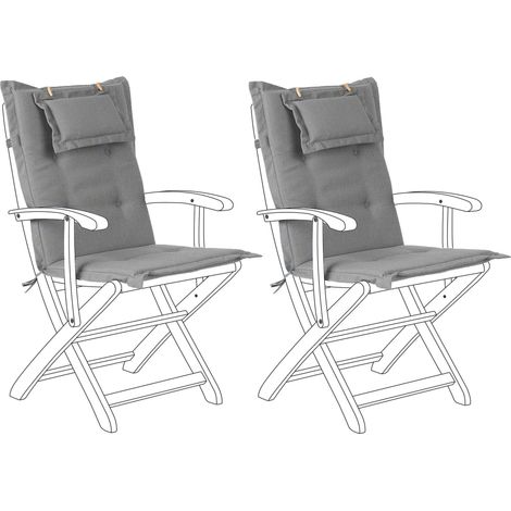 Set di 2 Cuscini Imbottiti per Sedie da Esterno Grigio Maui (1/5)