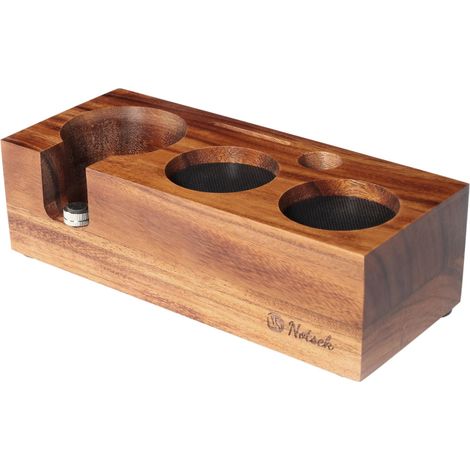 Station de tamper en bois de 58 mm pour porte-filtre, accessoire en noyer pour machine à café expresso Barista (1/5)
