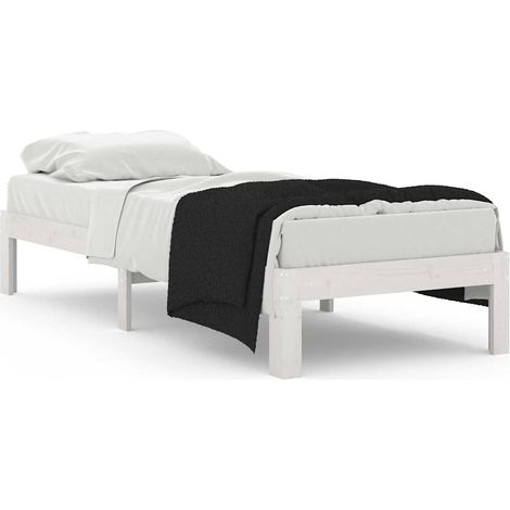 Lit adulte pour 1 personnes, Structure de lit, Assemblage Facile, Blanc Bois massif 75x190 cm Petit simple OIB5820E (1/5)