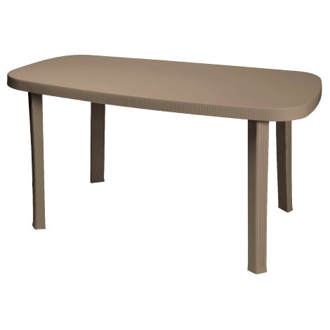 Tavolo Otello in resina antiurto tortora senza incrocio 136x82x72 cm da giardino esterno