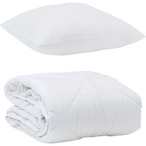 Duvet d'été simple avec oreiller 2 pcs,Couette Blanc Microfibre CFW16548 (1/5)