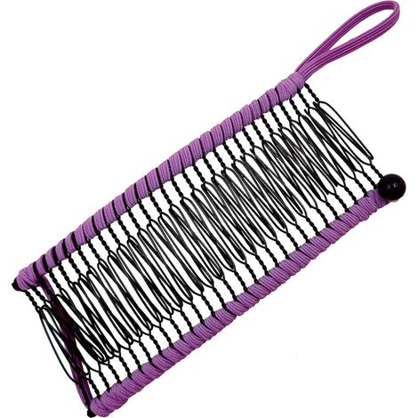 Pinza para el cabello tipo banana extensible, peine doble, accesorio para cabello grueso y elástico, 30 dientes, pinza para el cabello morada para mujer