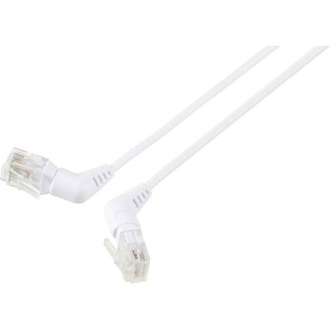 Trywise RF-6071562 RJ45 Câble réseau, câble patch CAT 6 U/UTP 2.00 m blanc Contacts enfichables orientables à 360°, Câble de sortie coudé 1 p V234693 (1/3)
