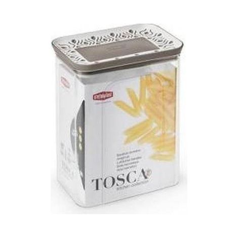 Barattolo da Cucina rettangolare con Tappo ermetico Bianco e Tortora 2,2 litri