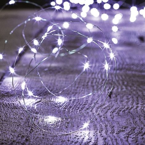 Guirlande cuivre LED à piles - 1.05 mètre - Blanc Froid (1/4)