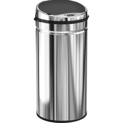 Pattumiera da cucina 42 L in acciaio inox argento con apertura automatica FloraGrace (1/5)