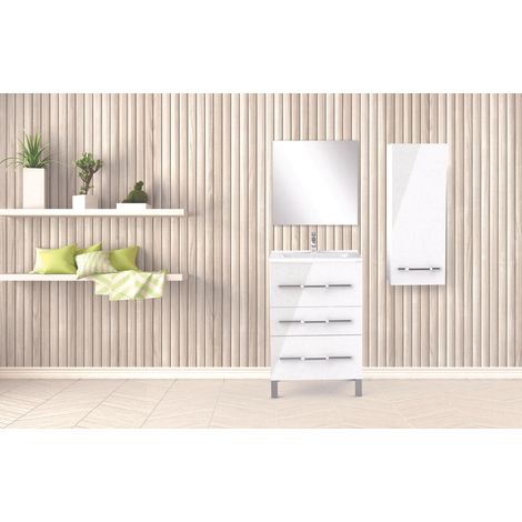ONDEE - Mueble de baño de la colección ALAN - Entregado montado - Ancho 60cm - Blanco lacado brillante (1/3)