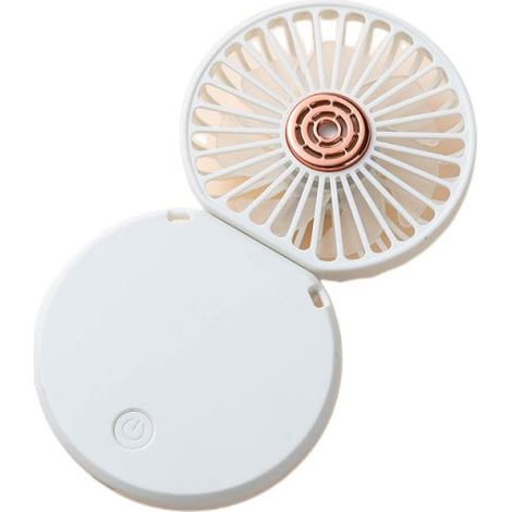 Mini ventilateur portable rechargeable par USB, petit ventilateur de table pliable à 3 vitesses, silencieux et puissant pour la maison, le bureau, l'extérieur, les voyages (blanc) (1/5)