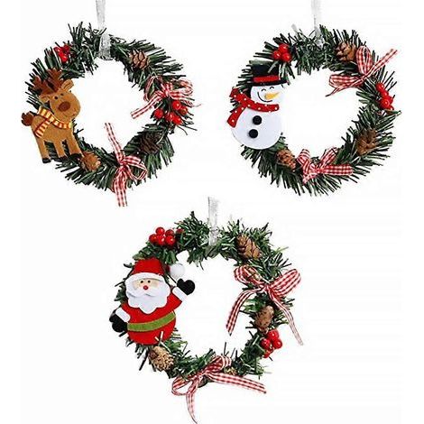 3 Weihnachtsdekorationen: Hirsch, Schneemann, Weihnachtsmann, Kranz, Anhänger, Girlande (1/2)