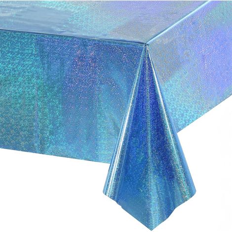 Nappe bleue paillettes jetable, décor Kpop Sirène Reine des Neiges fête sous-marine