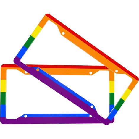2 Nummernschildhalter im Regenbogen-Design (31,12 cm x 15,94 cm), mehrfarbig, aus Aluminium, Autodekoration für Damen und Herren (1/5)
