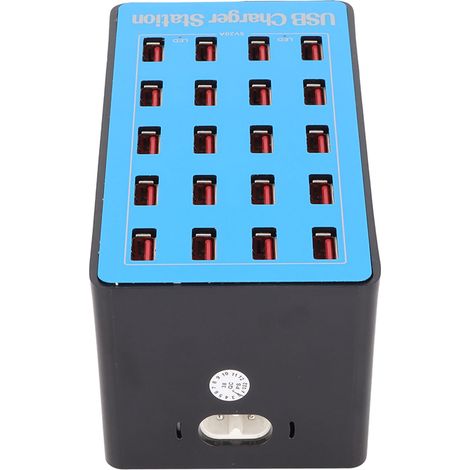100-W-USB-Ladestation mit 20 Anschlüssen, 50°C-Lüfter, 5V/20A-Schnellladefunktion für Smartphones und Tablets, 100–240V-EU-Stecker