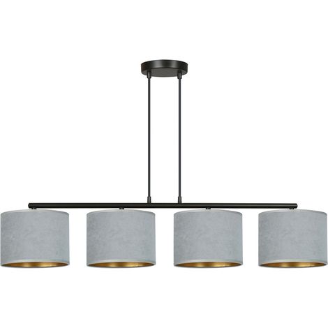 Lampada a Sospensione Hilde, Acciaio verniciato a polvere, Tessuto, Nero, Grigio, 97x100x18 cm (1/5)