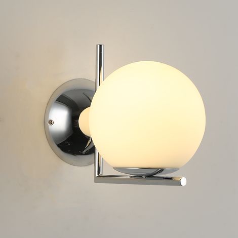 Aplique pared ESFERA cristal opal acero cromado E27 G45 (1/5)