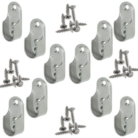 Rail Suspension Meuble Ovale OVA 10 Pièces - Support de tube d'armoire penderie pour barre ovale Acier Nickelé Tringle Cintre Fixation Support de barre de penderie en métal (1/4)
