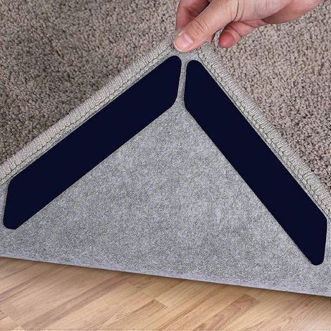 Lot de 16 bandes adhésives double face lavables et antidérapantes pour tapis et moquettes, idéales pour les sols carrelés.