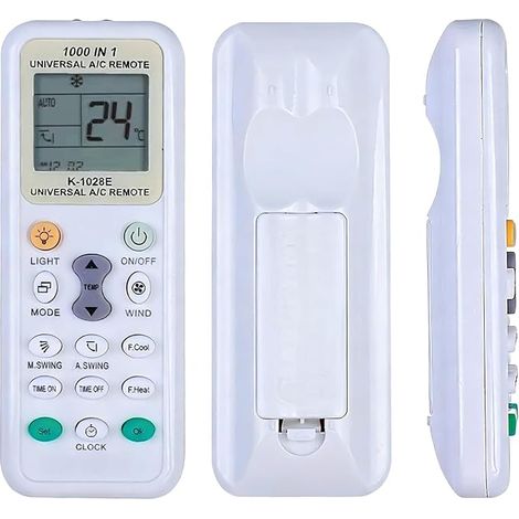 Control remoto universal K-1028E para aires acondicionados, 1000 en 1 con pantalla LCD y función de luz, compatible con LG, Samsung, Daikin, Fujitsu, Mitsubishi y más de 1000 marcas. (1/5)