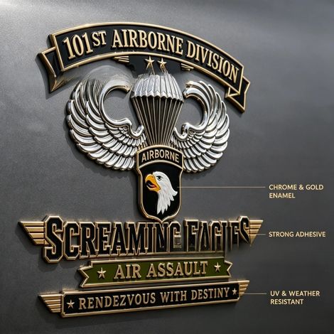 101st Airborne Division Eagles Car Badge (Screaming Eagle Car Badge)