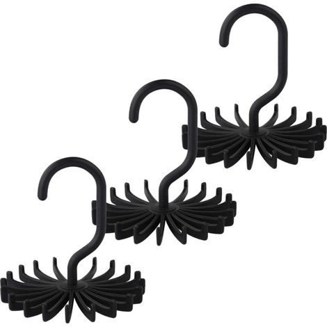 3 Pack Tie Rack for Closet, Closet Organizer, Tie Hanger Hook, Headband Holder (Black)