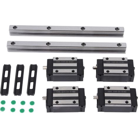 2 rails de guidage linéaires HG15-200 mm avec 4 blocs coulissants standard HGH15 noirs (1/5)