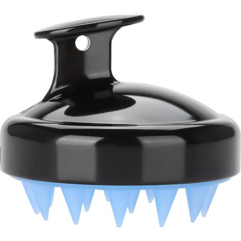 Brosse de massage du cuir chevelu en silicone noir pour shampoing, douche et soin capillaire (1/5)