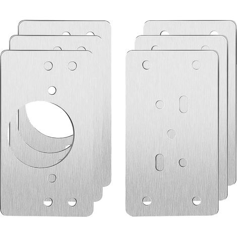 Plaque de réparation de charnière de meuble, en acier inoxydable, installation facile, Assiette Mixte 6PCS (1/2)