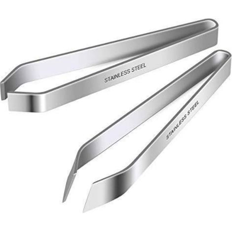 Flache und abgewinkelte Edelstahlpinzette für Splitter, 12 cm