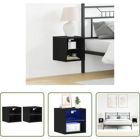 vidaXL LED Beleuchtung - LED Wand Nachttischschrank mit Schwarz Holzwerkstoff (1/5)
