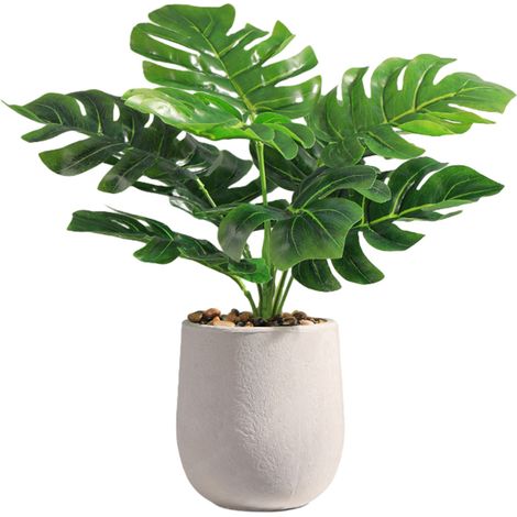 Planta artificial, follaje tropical realista, maceta de cerámica y plástico, decoración de interiores para sala de estar u oficina. (1/5)