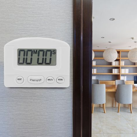 Horloge numérique portable avec compte à rebours, grand écran LCD, usage cuisine (blanc) (1/5)