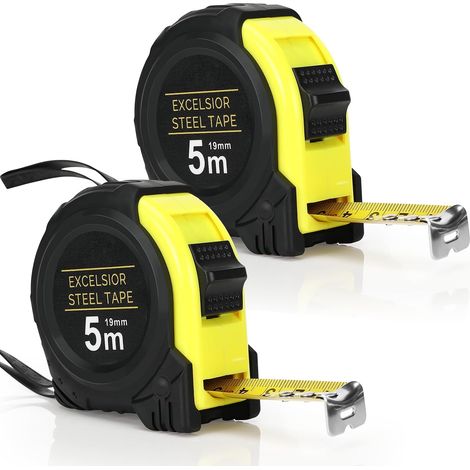2 Pcs Mètre À Ruban 5 M, Ruban Anti-Corrosion, Revêtement Blade Armor, Ruban À Mesurer Robuste Avec Clip Ceinture, Rétraction Automatique À Ressort Haut de Gamme, Largeur 19 mm (1/5)