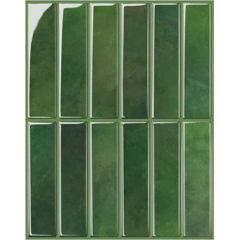 Crédence autocollante pour cuisine, lot de 10, sticker mural pour salle de bain, autocollant 3D style métro en vinyle, imperméable, 25,4 x 20 cm, vert (1/5)