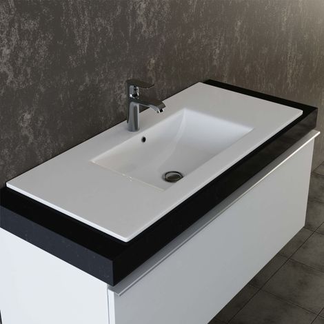 VILSTEIN© Keramik Einbauwaschbecken Einbau Einsatz Waschbecken Becken Handwaschbecken 92cm (1/5)