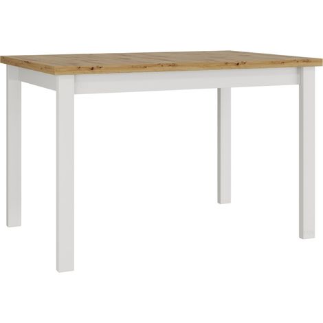 Mesa Victorville 376, Roble Artisan + Blanco, 78x80x120cm, Aglomerado laminado, Madera