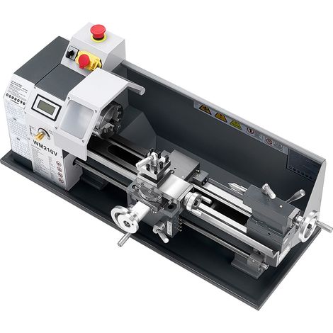 Tour à métaux d'établi 203 x 406 mm, 550 W, vitesse variable 0-2500 tr/min, précision de broche 0,0076 mm, engrenage métallique, filetage métrique/impérial, pour usiner métaux tendres et bois (1/5)