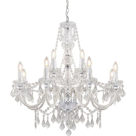 Endon Clarence Lampadario decorativo a 12 luci cromato lucido con gocce sfaccettate trasparenti (1/5)
