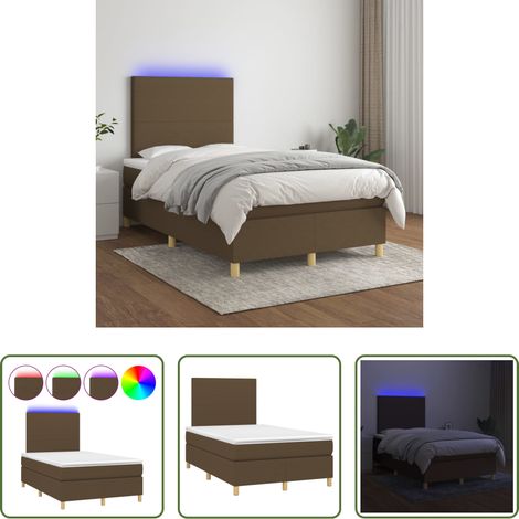 Matelas ensaché -  Sommier à lattes de lit matelas et LED Marron foncé 120x200 cm (1/5)