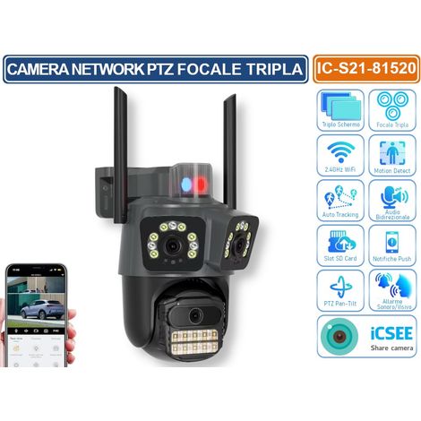 TELECAMERA SPEED DOME PTZ IP NETWORK CON TRIPLA LENTE ANALISI INTELLIGENTE AUDIO BIDIREZIONALE IP66 (1/3)