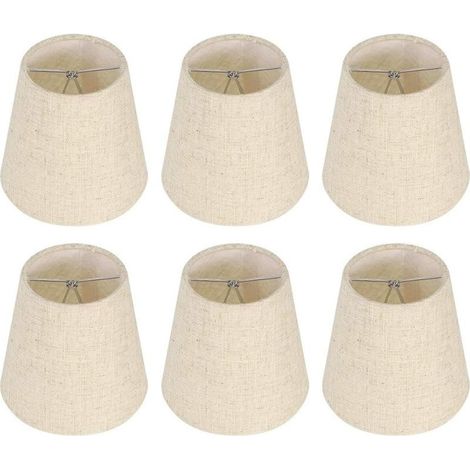 Promotion, Ensemble de 6 Petits Abat-Jour, Abat-Jour Baril en Toile de Jute Clip sur Ampoule pour Lampe de Table et lampadaire, Abat-Jour de Lustre Nordique Beige 3,5 x 5,5 x 5,2 Pouces,AAFGVC (1/5)